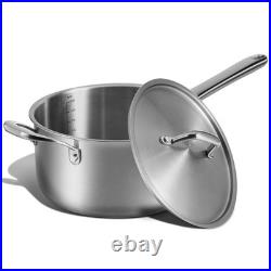 5 QT Saucepan with Lid, 3-Ply Stainless Steel Stockpot, Professional Grade Cook