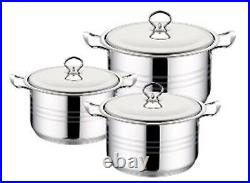 5 Shallow Stew Stock Pot Dutch Oven S/Steel 30 32 34 36 38 cm Casserole Soup Pan