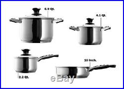5 pc Pots & Pans Professional Grade Stainless Steel Cook Ware Set+Free 2 pc