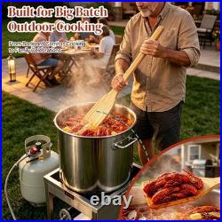 64QT Stainless Steel Seafood Boil Pot with Basket & 36 inch Large Mixing Paddle