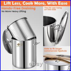 64QT Stainless Steel Seafood Boil Pot with Basket & 36 inch Large Mixing Paddle