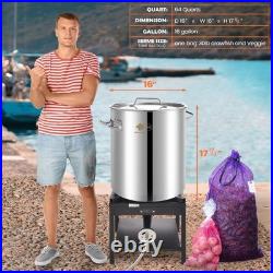 64QT Stainless Steel Seafood Boil Pot with Basket & 36 inch Large Mixing Paddle