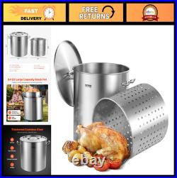 64 Quart Stainless Steel Stockpot Heavy Duty Cookware with Basket & Lid for Ev