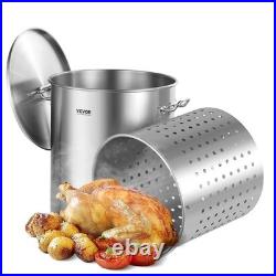 64 Quart Stainless Steel Stockpot Heavy Duty Cookware with Basket & Lid for Ev