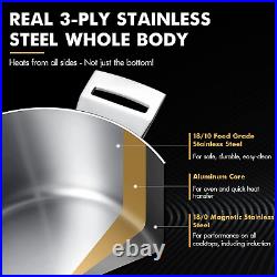 6.8 Quart Tri-Ply Stainless Steel Stock Pot Multipurpose Cooking Pot Casserole
