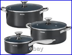 6-Piece Induction Cookware Set, Stackable Non-Stick Pots, Black