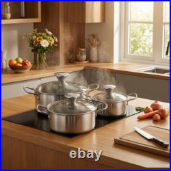 6 Pieces Soup Pot Set with Handles Double-Handled Soup Pot Set Sturdy
