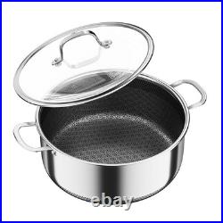 6 QT Stainless Steel Stock Pot with Lid, 10-inch Sauce Pan Induction Cookware