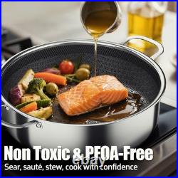 6 QT Stainless Steel Stock Pot with Lid, 10-inch Sauce Pan Induction Cookware