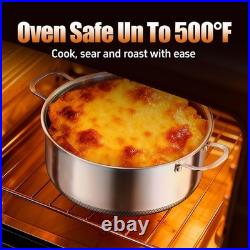 6 QT Stainless Steel Stock Pot with Lid, 10-inch Sauce Pan Induction Cookware