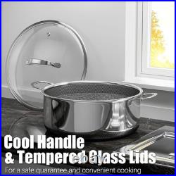 6 QT Stainless Steel Stock Pot with Lid, 10-inch Sauce Pan Induction Cookware