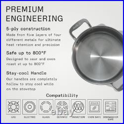 6 Qt Stainless Steel Stock Pot with Lid Professional 5 Ply Cookware