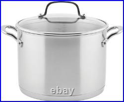 71003 3-Ply Base Brushed Stainless Steel Stock Pot/Stockpot with Lid, 8 Quart