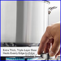 71003 3-Ply Base Brushed Stainless Steel Stock Pot/Stockpot with Lid, 8 Quart