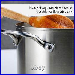 71003 3-Ply Base Brushed Stainless Steel Stock Pot/Stockpot with Lid, 8 Quart