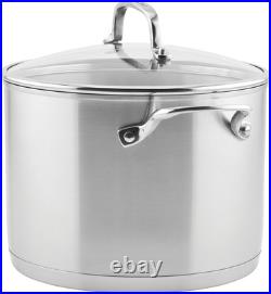 71003 3-Ply Base Brushed Stainless Steel Stock Pot/Stockpot with Lid, 8 Quart