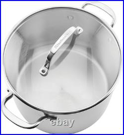71003 3-Ply Base Brushed Stainless Steel Stock Pot/Stockpot with Lid, 8 Quart