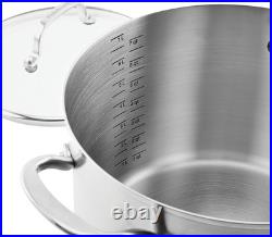 71003 3-Ply Base Brushed Stainless Steel Stock Pot/Stockpot with Lid, 8 Quart