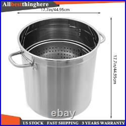 78-Qt Stainless Steel Stock Pot With Metal Lid Seafood Crawfish Crab Boil Pot US