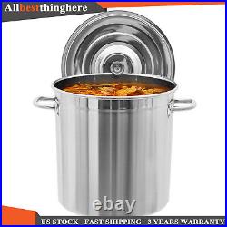78-Qt Stainless Steel Stock Pot With Metal Lid Seafood Crawfish Crab Boil Pot US