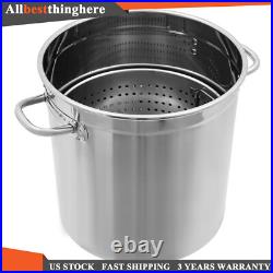 78-Qt Stainless Steel Stock Pot With Metal Lid Seafood Crawfish Crab Boil Pot US