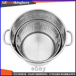 78-Qt Stainless Steel Stock Pot With Metal Lid Seafood Crawfish Crab Boil Pot US