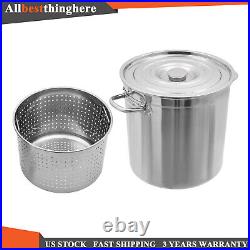 78-Qt Stainless Steel Stock Pot With Metal Lid Seafood Crawfish Crab Boil Pot US