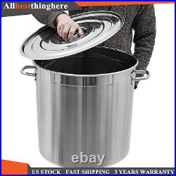 78-Qt Stainless Steel Stock Pot With Metal Lid Seafood Crawfish Crab Boil Pot US