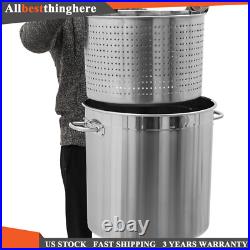78-Qt Stainless Steel Stock Pot With Metal Lid Seafood Crawfish Crab Boil Pot US