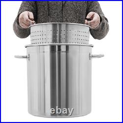 78-Qt Stainless Steel Stock Pot With Metal Lid Seafood Crawfish Crab Boil Pot US