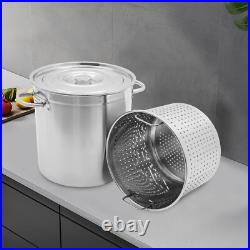 78-Qt Stainless Steel Stock Pot With Metal Lid Seafood Crawfish Crab Boil Pot US