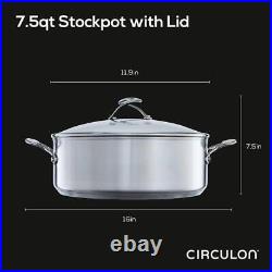 7.5 Qt. Silver Stainless Steel Stock Pot With Lid