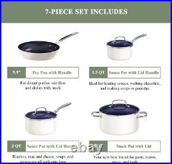 7-Piece Duralon Blue Ceramic Nonstick Cookware Set PFAS Free & Oven Safe