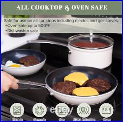 7-Piece Duralon Blue Ceramic Nonstick Cookware Set PFAS Free & Oven Safe