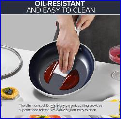 7-Piece Duralon Blue Ceramic Nonstick Cookware Set PFAS Free & Oven Safe
