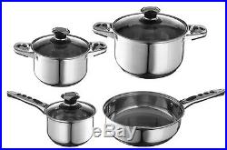 7 Piece Stainless Steel Cookware, Non Slip Handles Induction, Dishwasher Safe