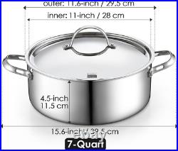 7-Quart Multi-Ply Stainless Steel Stock Pot with Lid for Induction Cooking