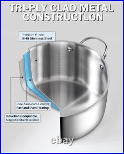 7-Quart Multi-Ply Stainless Steel Stock Pot with Lid for Induction Cooking