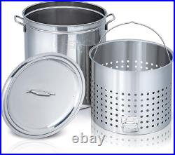 82 Quart Stainless Steel Stockpot with Basket for Soups, Stews & Boils