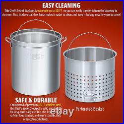 82 Quart Stainless Steel Stockpot with Basket for Soups, Stews & Boils