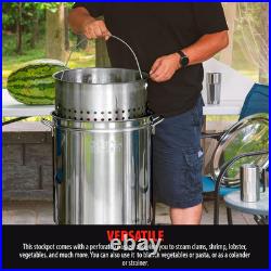 82 Quart Stainless Steel Stockpot with Basket for Soups, Stews & Boils