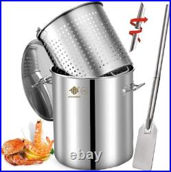 84 Quart Stainless Steel Seafood Boil Pot with Basket & 48'' Large Mixing Paddle