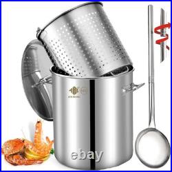 84-Quart Stainless Steel Seafood Boil Pot with Basket and 36 inch Large Spoon