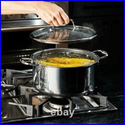 8QT Hybrid Nonstick Braiser Stock Pot with Lid, Induction Compatible Cookware
