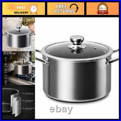 8-Quart Nonstick Stockpot with Glass Lid, Induction-Compatible, Dishwasher Safe