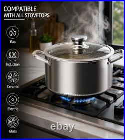 8-Quart Nonstick Stockpot with Glass Lid, Induction-Compatible, Dishwasher Safe