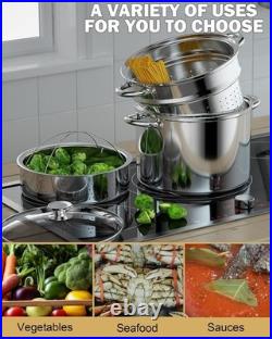 8 Quart Stainless Steel Pasta Pot with Steamer