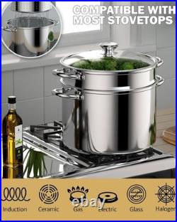 8 Quart Stainless Steel Pasta Pot with Steamer