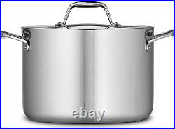 8 Quart Stainless Steel Stock Pot Induction-Ready Tri-Ply Clad Covered