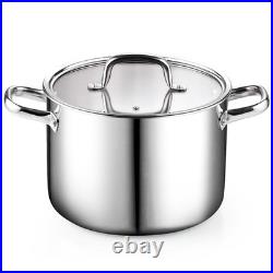 8 Quart Stainless Steel Stockpot Tri-Ply Clad Soup Pot, Induction Ready, Heavy